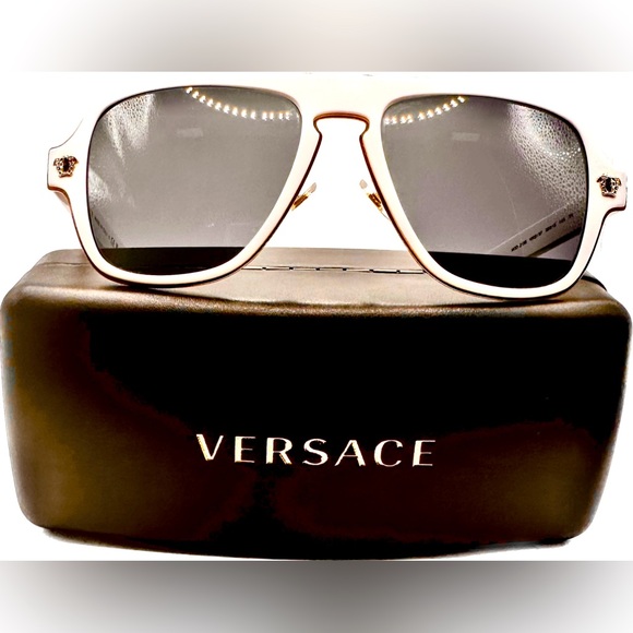 Versace Accessories - Brand New Authentic, Never Used, Beautiful Versace White & Gold Sunglasses